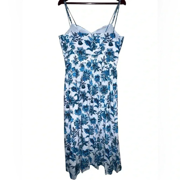 Ann Taylor Spaghetti Strap Dress, White & Turquoise, Size 12 - Picture 6 of 10